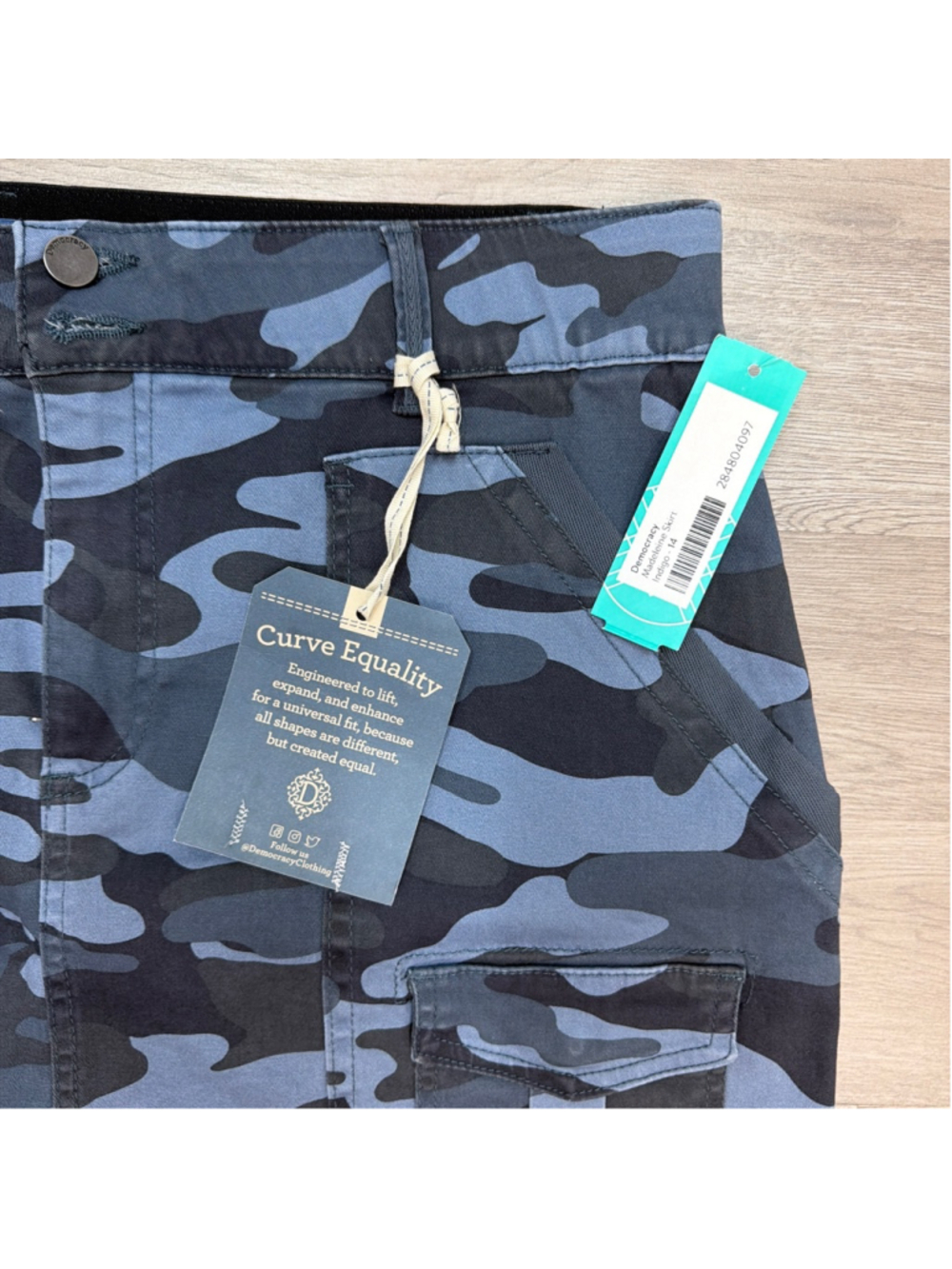 NWT Democracy Clothing "Ab"solution Blue Camouflage Cargo Skirt Sz 14! - Picture 2 of 5